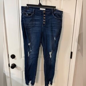 KanCan Button Fly 3XL Distressed Skinny Jeans